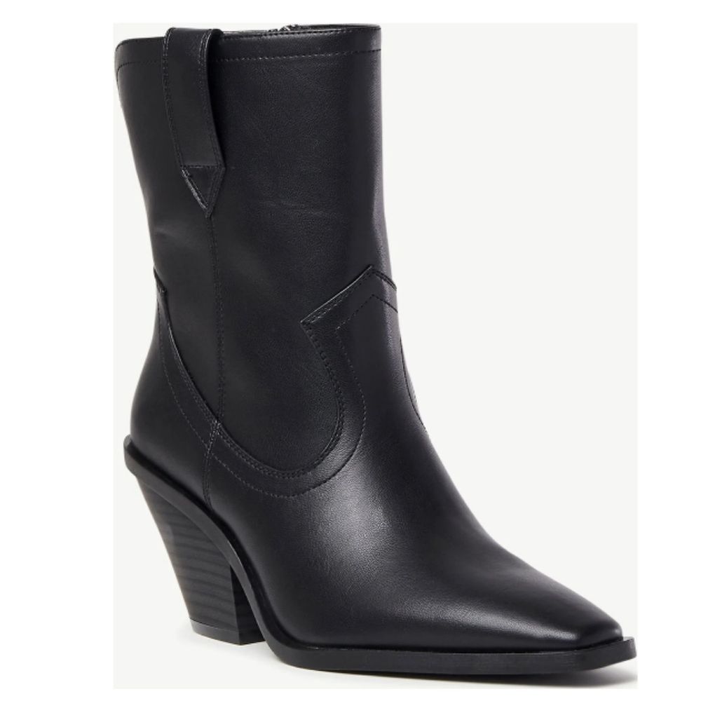 Scoop Black Side Zip Western Booties Size 7 NWT